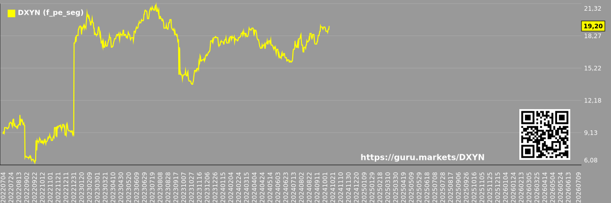 Future (projected) P/E graph of the market segment - DXYN