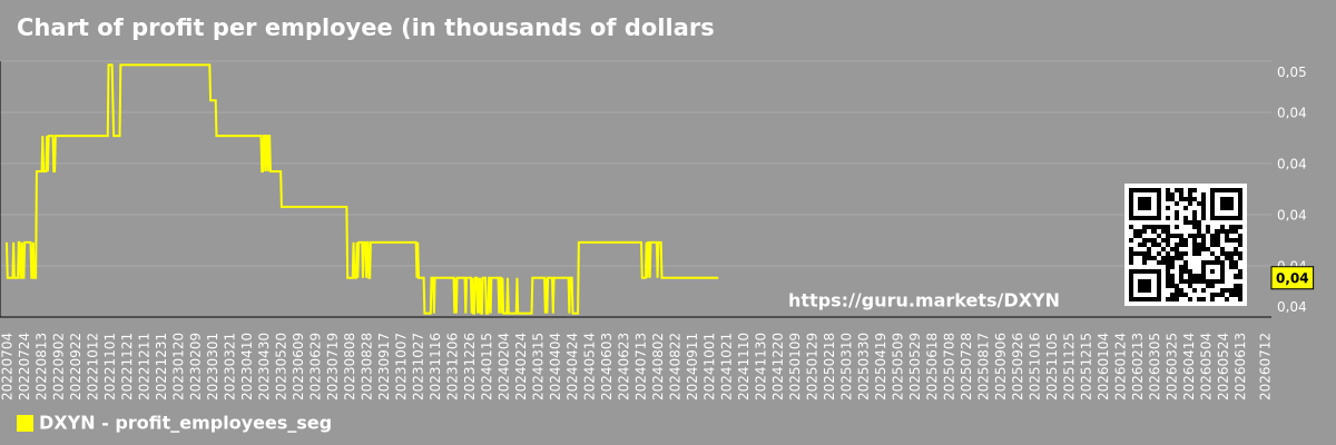 Chart of profit per employee (in thousands of dollars) in the market segment - DXYN