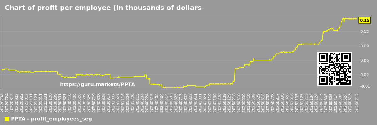 Chart of profit per employee (in thousands of dollars) in the market segment - Perpetua-resources
