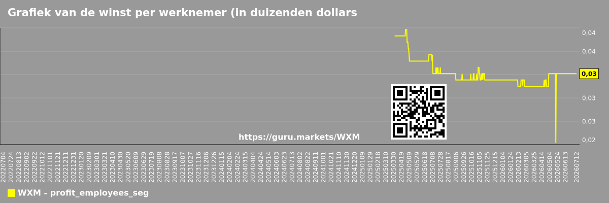 Grafiek van de winst per werknemer (in duizenden dollars) in het marktsegment - Нет